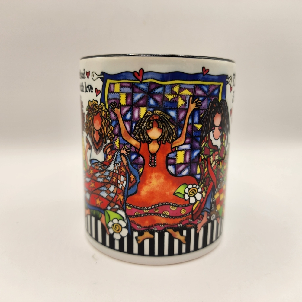 Suzy Toronto Quilted Sisterhood Stitched Together With Love Coffee Mug 11oz RARE - Picture 3 of 7